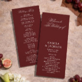 Simple Burgundy Wedding Flat Program 招待状