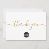 Simple Business Company logo Social Gold Black サンキューカード (正面)