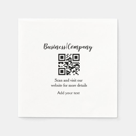 Simple business company website barcode QR add nam スタンダードカクテルナプキン (正面)
