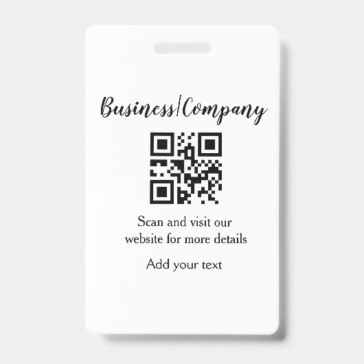 Simple business company website barcode QR add nam バッジ (Front)
