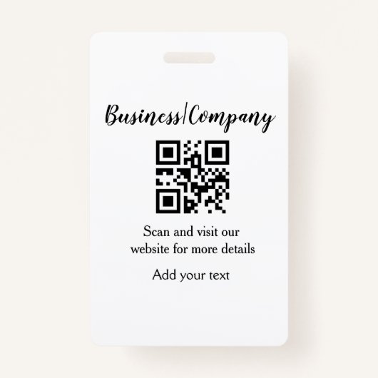 Simple business company website barcode QR add nam バッジ (正面)