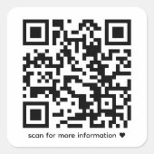 Simple Business Custom QR Scan For More Info スクエアシール (正面)