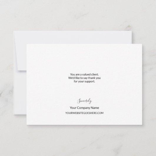 Simple Business Customer Appreciation Black white サンキューカード (裏面)