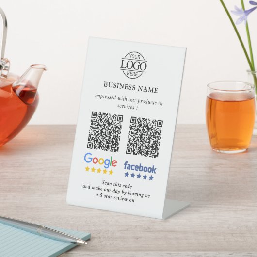 Simple Business Google & Facebook Reviews QR Code 台座サイン (インサイチュ)