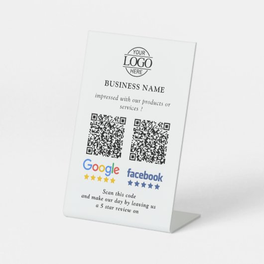 Simple Business Google & Facebook Reviews QR Code 台座サイン (正面)