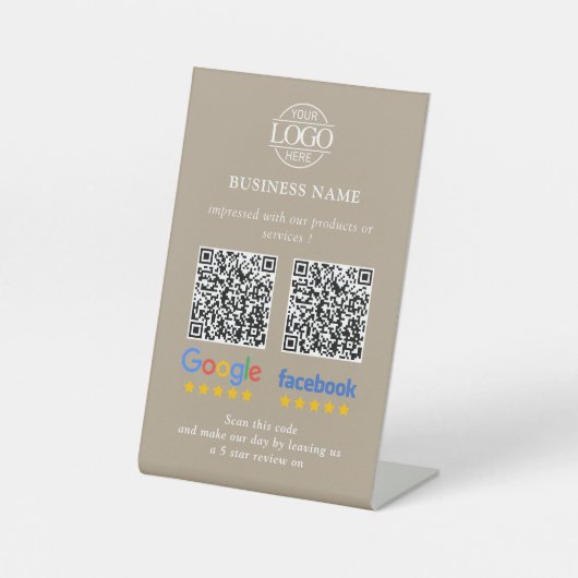 Simple Business Google & Facebook Reviews QR Code 台座サイン (正面)