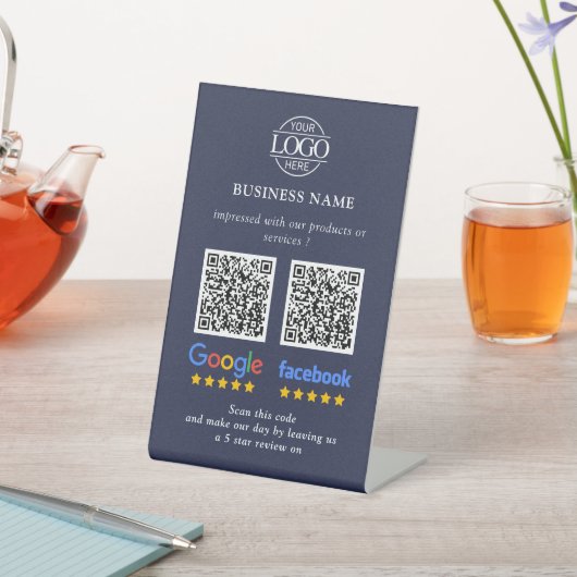 Simple Business Google & Facebook Reviews QR Code 台座サイン (インサイチュ)
