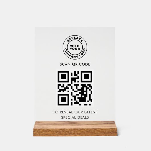 Simple Business Logo and QR Code Custom アクリルサイン (正面)