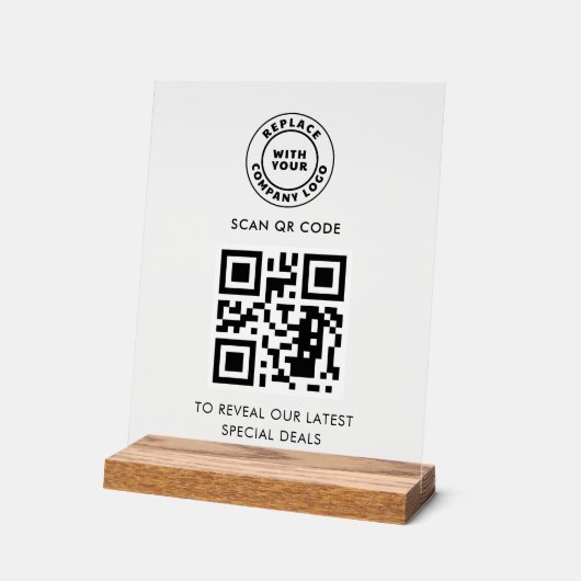 Simple Business Logo and QR Code Custom アクリルサイン (傾斜)