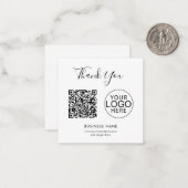 Simple Business Logo and QR Code Custom Thank You ノートカード (正面/裏面インサイチュ)