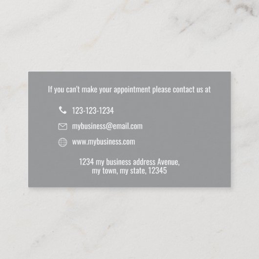 Simple Business Logo Appointment Card  予約カード (裏面)