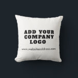 Simple Business Logo Corporate Event Decor Custom クッション<br><div class="desc">Add your brand logo and website address to this cute pillow that's perfect to passively advertise your new or established business. Perfect for trade shows or showroom and reception area decor. Other colors available. No minimum order quantity and no setup fee. Order as many or as fewer as you require...</div>
