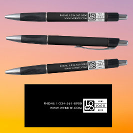 Simple Business Logo Custom Text Black White ボールペン