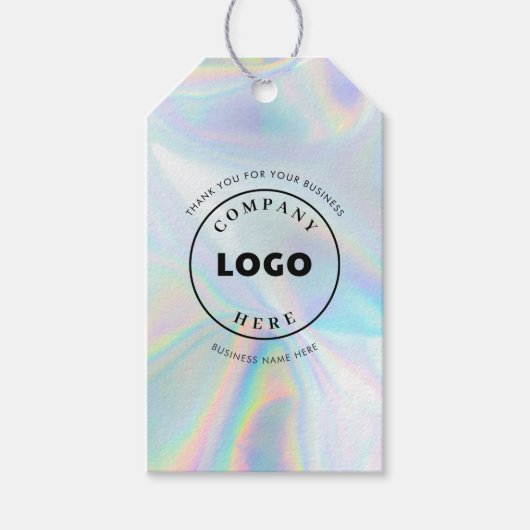 Simple Business Logo Holographic Custom ギフトタグ (正面)