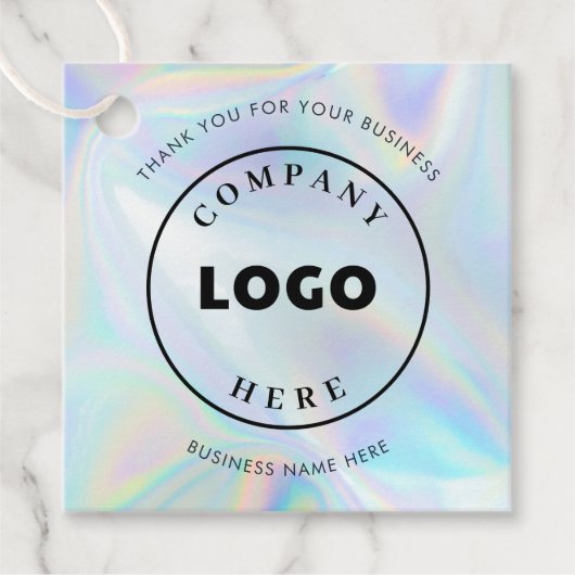 Simple Business Logo Holographic Custom Company フェイバータグ (正面)