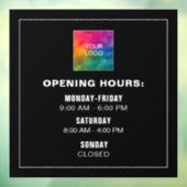 Simple Business Logo Opening Times Template Black ウィンドウサイン (シート3)