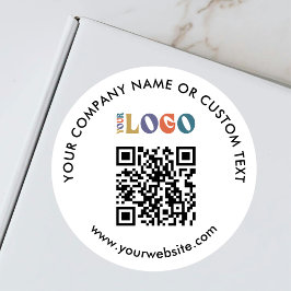 Simple Business Logo Packaging QR Code White  ラウンドシール