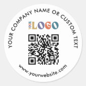 Simple Business Logo Packaging QR Code White  ラウンドシール (正面)