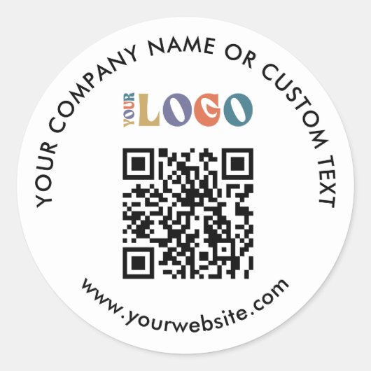 Simple Business Logo Packaging QR Code White  ラウンドシール (正面)