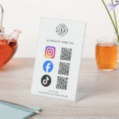 Simple Business Logo QR Code Connect With Us 台座サイン (インサイチュ)