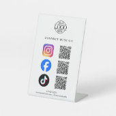 Simple Business Logo QR Code Connect With Us 台座サイン (正面)