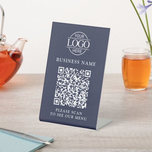 Simple Business Logo QR Code Menu Contactless 台座サイン (インサイチュ)