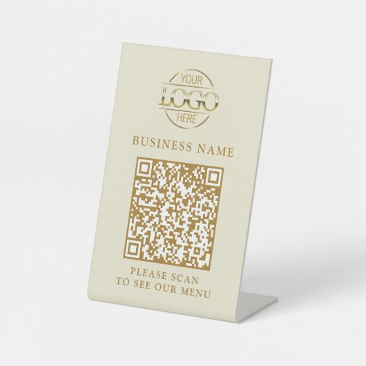 Simple Business Logo QR Code Menu Contactless 台座サイン (正面)