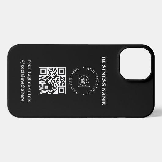 Simple Business Logo QR Code Promo iphone case iPhoneケース (裏面横)