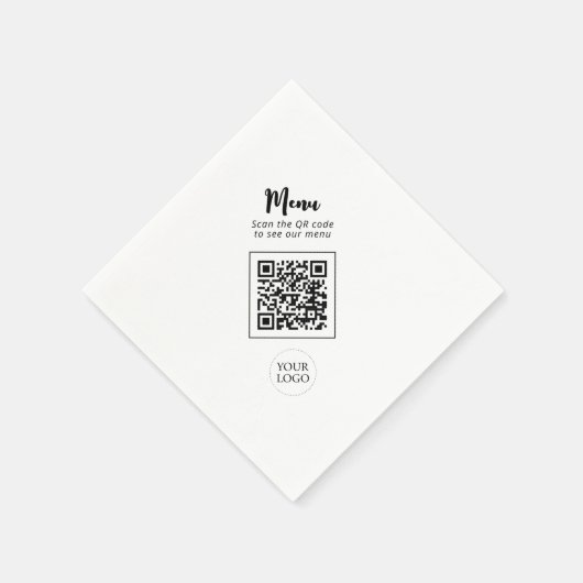 Simple Business Logo & QR code Promotional Napkins スタンダードカクテルナプキン (角)