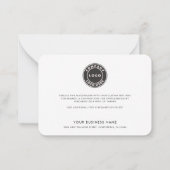 Simple Business Logo Script Thank You ノートカード (裏面)