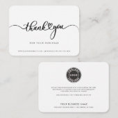 Simple Business Logo Script Thank You ノートカード (正面/裏面)