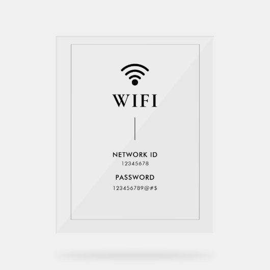 Simple Business  Wifi Password and Network  アクリルサイン (正面)