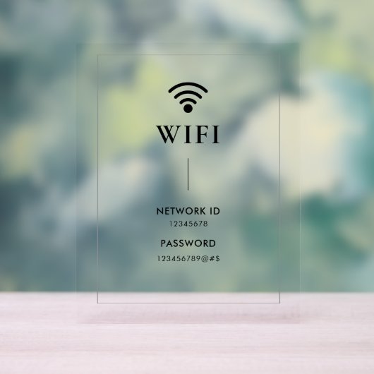 Simple Business  Wifi Password and Network  アクリルサイン (ニュートラル)
