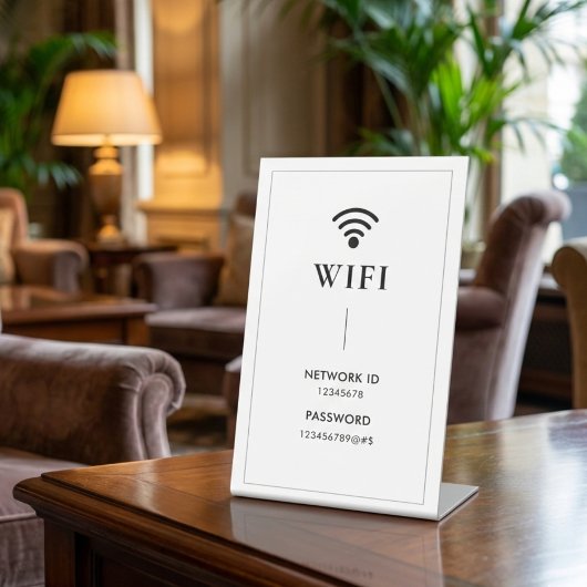 Simple Business  Wifi Password and Network  台座サイン