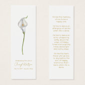 Simple Calla Lily Funeral Memorial Bookmark (正面&裏面)