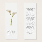Simple Calla Lily Funeral Memorial Bookmark (正面&裏面)