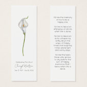 Simple Calla Lily Funeral Memorial Bookmark (正面&裏面)