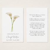 Simple Calla lily Funeral Memorial Prayer Card (正面&裏面)