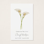 Simple Calla lily Funeral Memorial Prayer Card (正面)