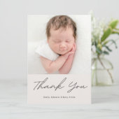 Simple Calligraphy Baby Shower Photo サンキューカード (スタンド正面)