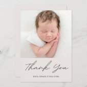 Simple Calligraphy Baby Shower Photo サンキューカード (正面/裏面)