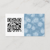 Simple Calligraphy Dusty Blue QR Info Wedding エンクロージャーカード (裏面)