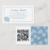 Simple Calligraphy Dusty Blue QR Info Wedding エンクロージャーカード (正面/裏面)