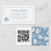 Simple Calligraphy Dusty Blue QR Info Wedding エンクロージャーカード (正面/裏面)
