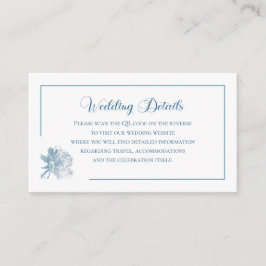 Simple Calligraphy Dusty Blue QR Info Wedding エンクロージャーカード