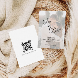 Simple Calligraphy Overlay Photo Save the Date 招待状