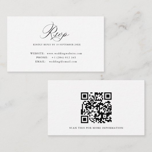 Simple calligraphy QR code RSVP card エンクロージャーカード (正面/裏面)
