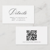 Simple calligraphy QR code wedding details card エンクロージャーカード (正面/裏面)