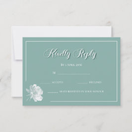 Simple Calligraphy Sage Green Floral Wedding RSVP ノートカード