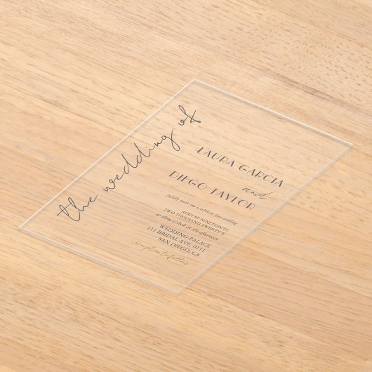 Simple Calligraphy Wedding アクリル招待状 (レイダウン)